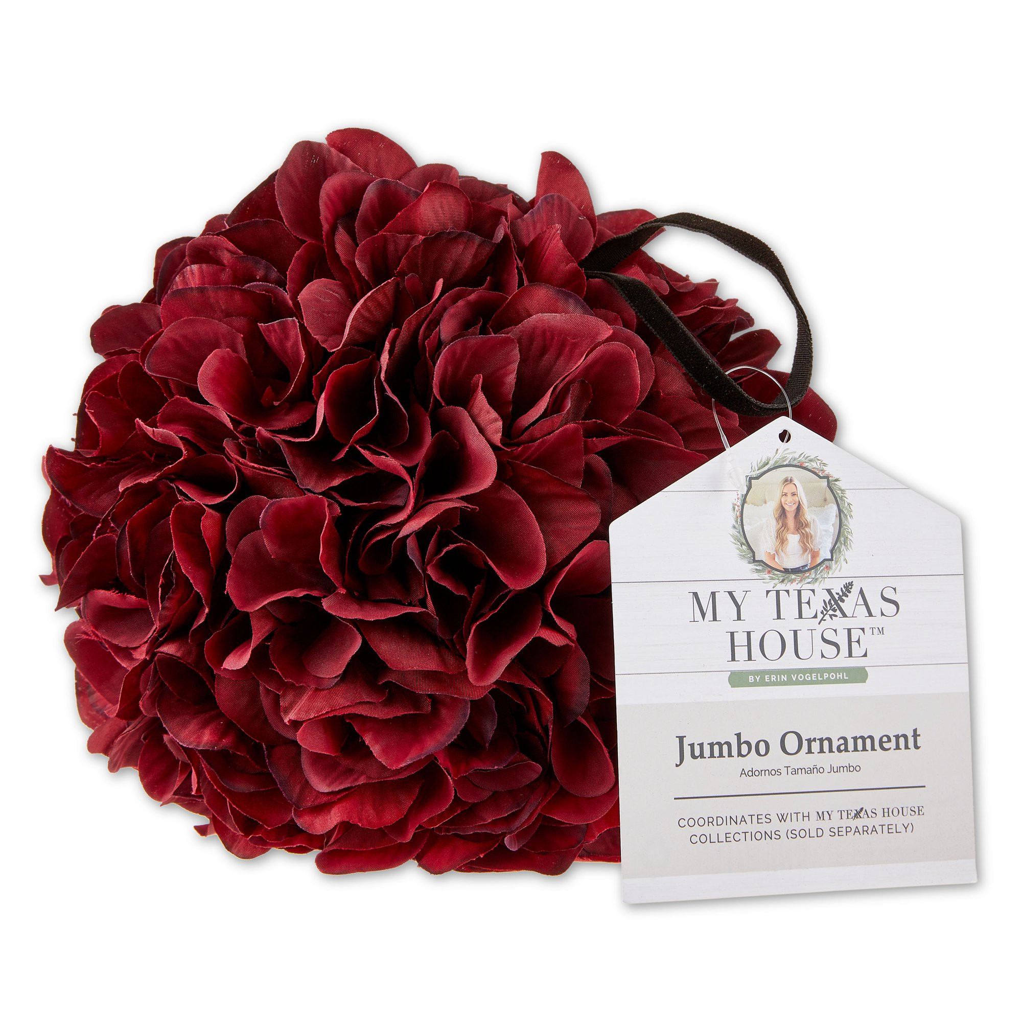 My Texas House Burgundy Amaryllis Ball Ornament, 8" | Walmart (US)