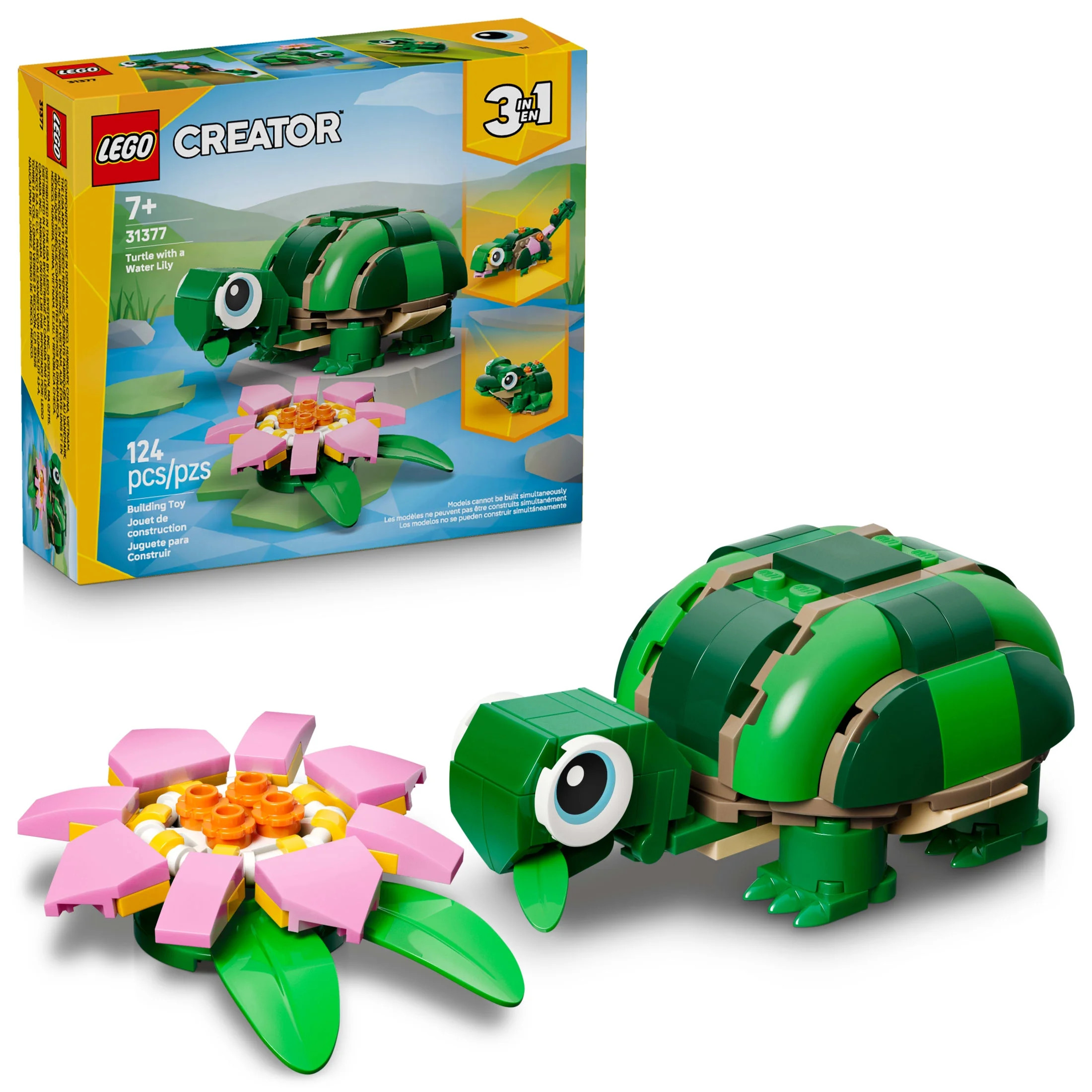 LEGO Creator 3 in 1 Turtle with a Water Lily Flower - Building Toy for Girls & Boys, Ages 7+ - Ea... | Walmart (US)
