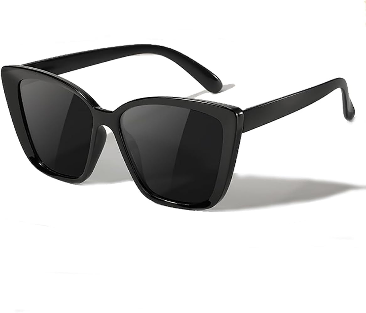 Large Cat Eye Sunglasses Chic Wide Frame Retro Oversized Shades Women Sunglasses | Amazon (US)
