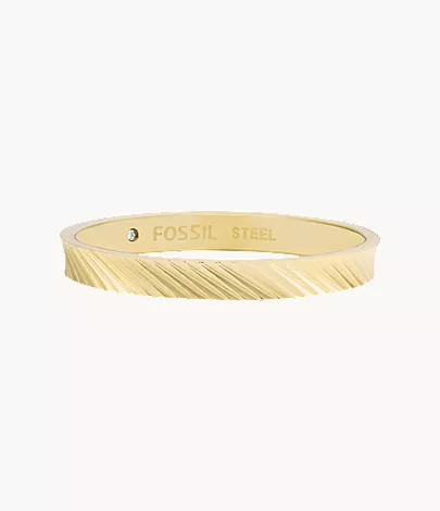 Harlow Linear Texture Gold-Tone Stainless Steel Band Ring | Fossil (US)