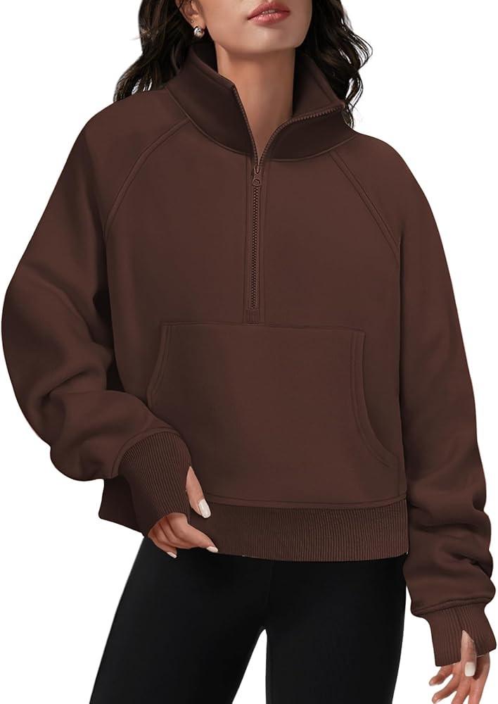 ATHMILE Womens Sweatshirts Half Zip Cropped Pullover Fleece Quarter Zipper Hoodies Fall outfits C... | Amazon (US)