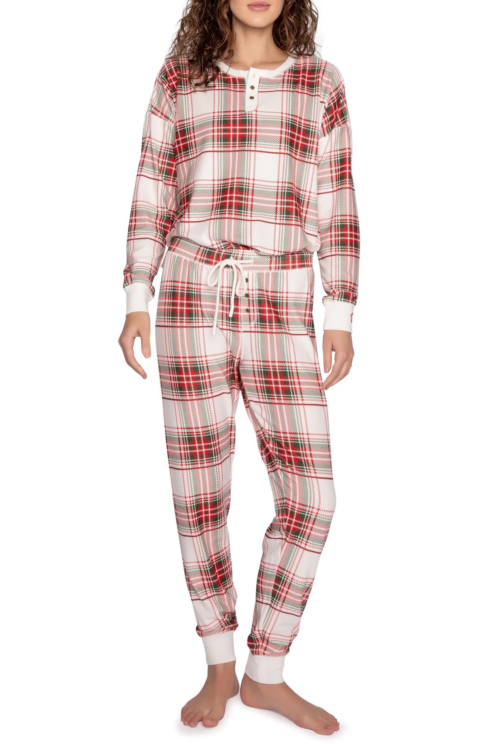 Joy Spirits Plaid Velour Thermal Pajamas | Nordstrom