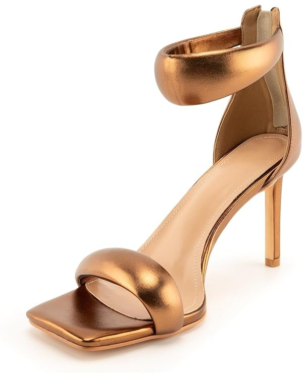 heelchic Stiletto High Heel for Women, Heeled Sandals with Ankle Strap, Open Toe Sandals with Zip... | Amazon (US)