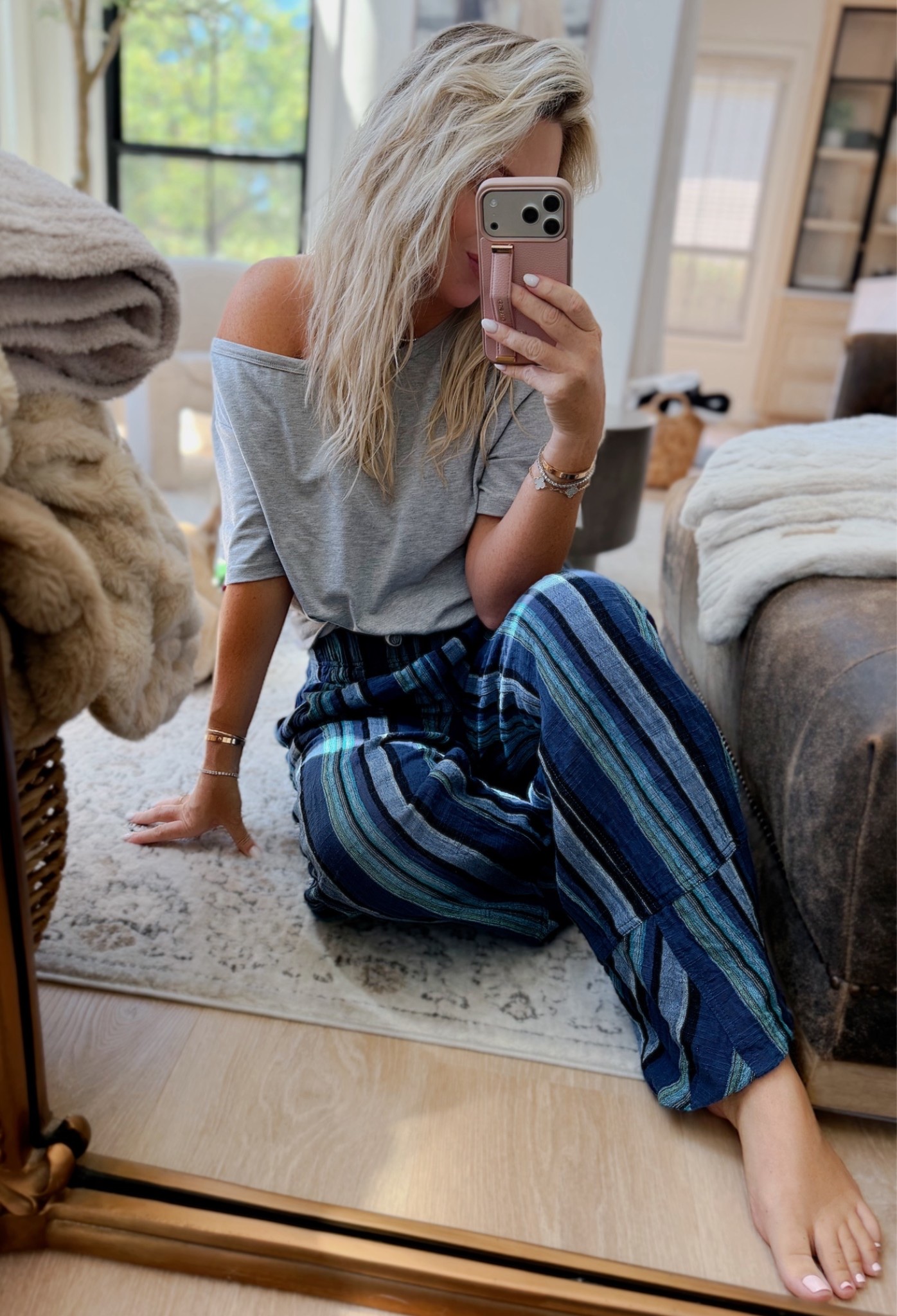 These pants strike again! My OOTD🩵🕶️! 
Off shoulder tee is an Amazon gem! They wash so nicely too! In small in both!

#LTKootd #LTKSaleAlert #LTKTravel