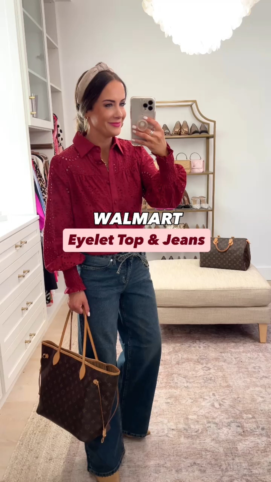 Wearing S in top and 2 in jeans 