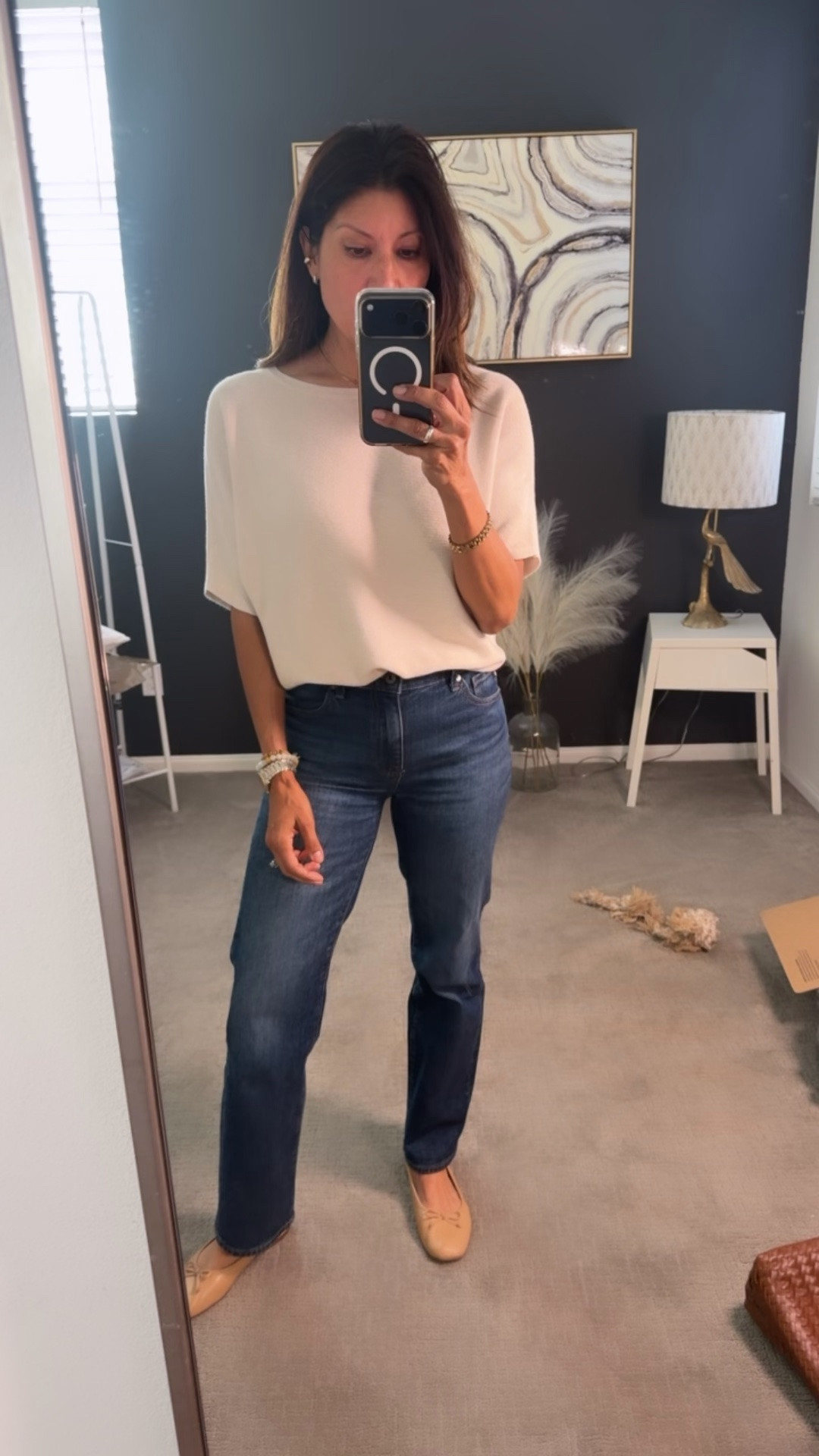 Church uniform 
straight jeans and a sweater top
@Quince size xs 

Jeans size 25 linked another option 
Shoes tts

#LTKPetite #LTKootd #LTKOver40