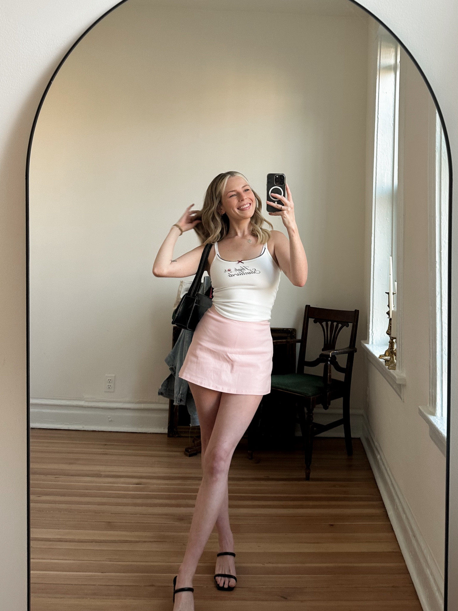 skirt, tank, y2k, summer outfit, going out top, bar outfit, girly, pink skirt, white tank

#LTKStyleTip #LTKSeasonal #LTKFindsUnder100