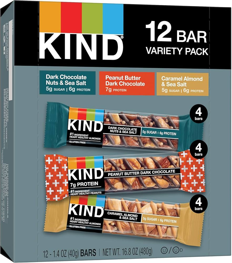 KIND Nut Bars Favorites Variety Pack, Dark Chocolate Nuts and Sea Salt, Peanut Butter Dark Chocol... | Amazon (US)