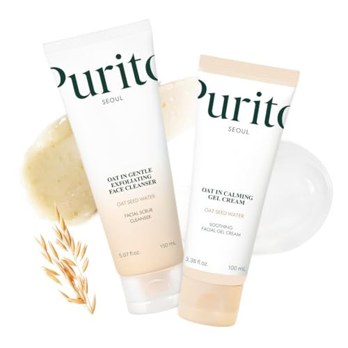 PURITO Oat Velvet Duo, Calming Gel Cream & Exfoliating Facial Polish, Non-comedogenic Formula, Moisturizer, Cleanser, Mild Korean Skincare for All Skin Types 3.38+5.07 fl.oz | Amazon (US)