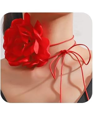 Big Flowers Velvet Collar Tie Necklace - Dainty Adjustable Choker for Women | Amazon (US)