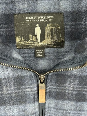 John Wayne Fleece Jacket Men’s Blue Gray Plaid 1/4 Zip Pullover XXL  | eBay | eBay US