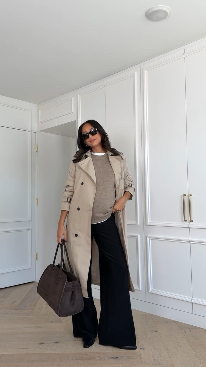 Travel outfit! Also would be perfect the office if you have a smart casual dress code! Sweater is wool and cashmere and so soft and luxe. Pants feel like pjs but look like dress pants! 

Sizing below 👇🏽 
Pants - Medium 
Tee - Small 
Sweater - Medium 
Trench - Small

Airport outfit
Work outfit 
Office outfit 
Errands outfit 

#LTKBump #LTKFindsUnder100 #LTKTravel