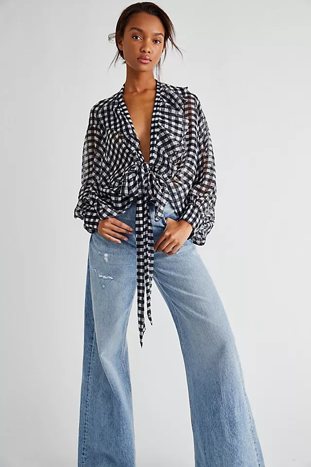 Picnic Plaid Tie Front Shirt | Free People (Global - UK&FR Excluded)
