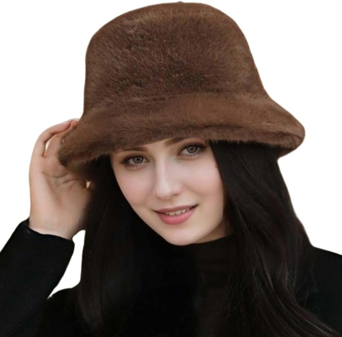 Winter Faux Fur Fuzzy Bucket Hat Fluffy Warm Hat Furry Fisherman Cap for Women | Amazon (US)