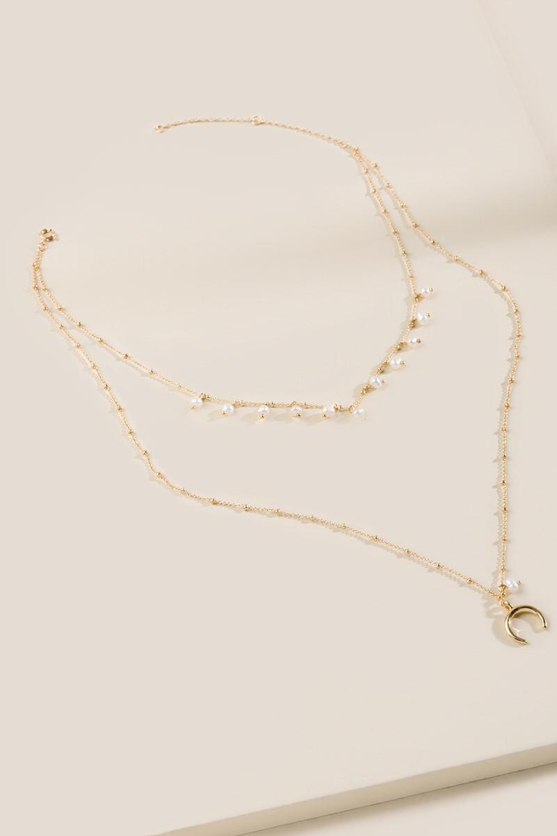 Nela Layered Crescent Necklace | Francesca’s Collections