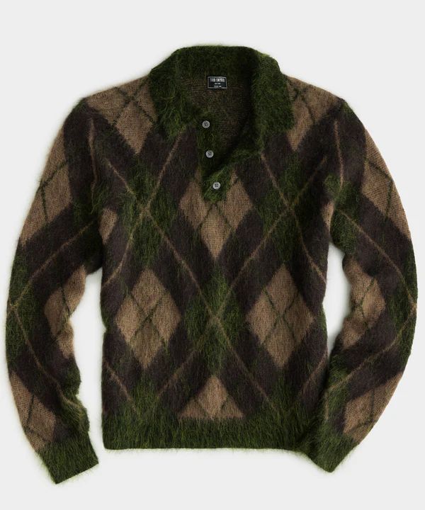 Argyle Mohair Polo in Olive | Todd Snyder