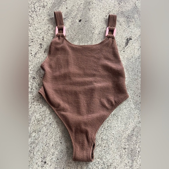 aerie Brown Textured One Piece Swimsuit | Poshmark