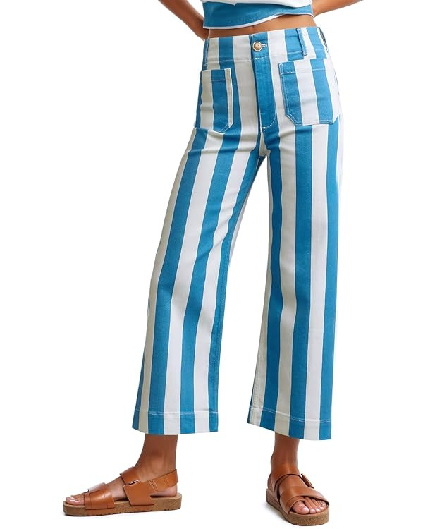 Kedera Women's Striped Pants Wide Leg Trousers Casual High Waisted Fun Pants Flare Jeans with Pat... | Amazon (US)