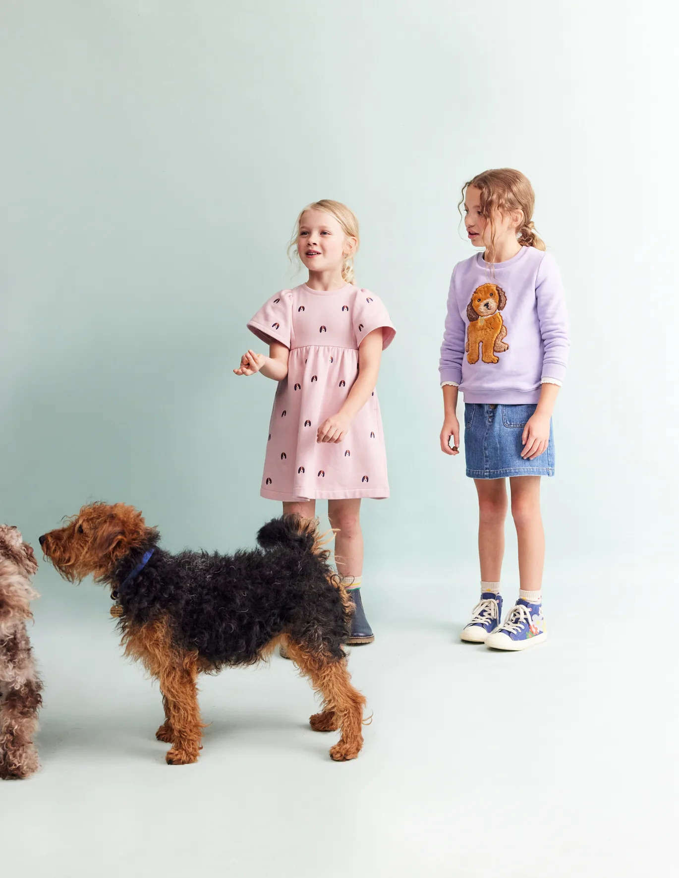 Embroidered Sweatshirt Dress - Vintage Pink Pups | Boden US | Boden (US)