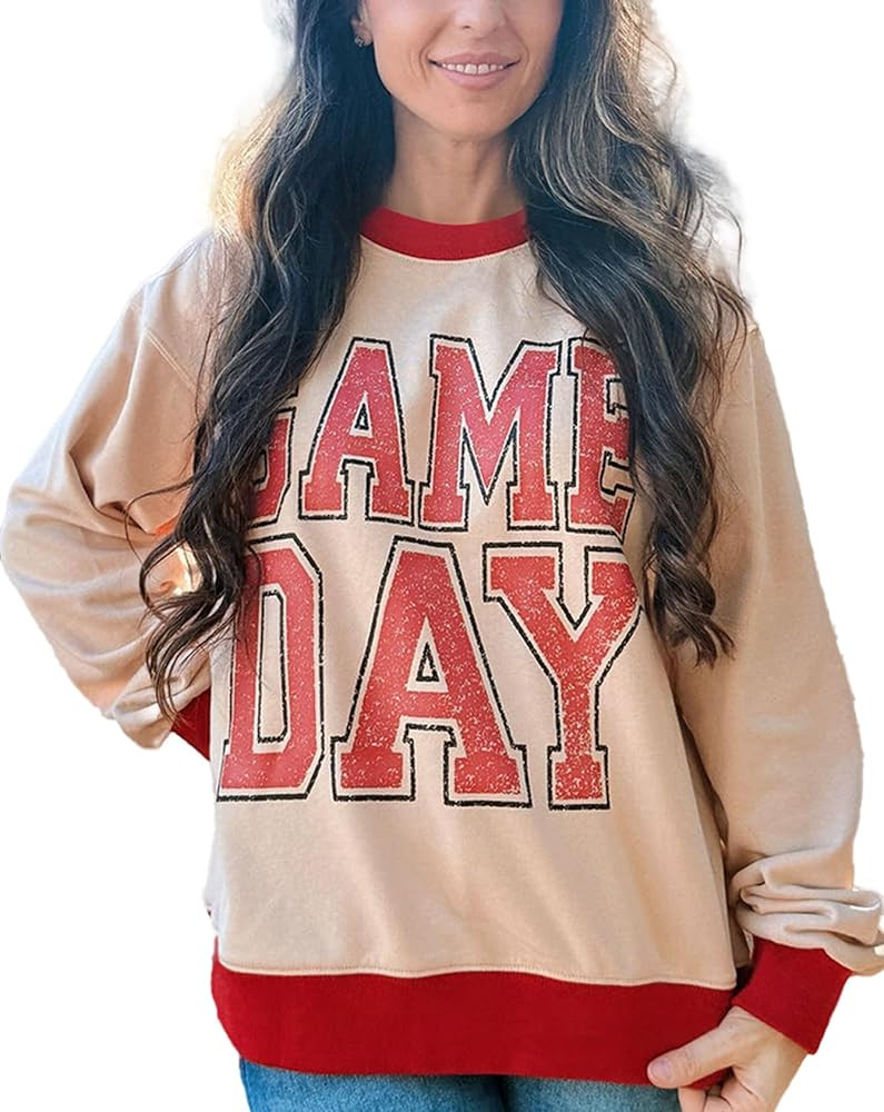 Football Sweatshirts for Women Oversized Game Day Graphic Shirts Casual Crewneck Sweatshirts for ... | Amazon (US)