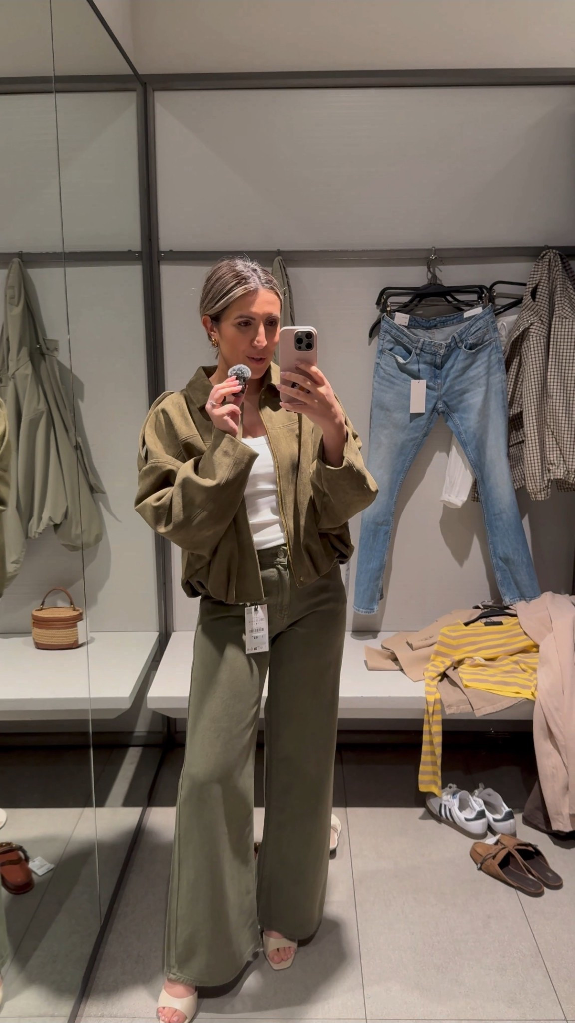 Faux suede jacket & flared olive green pants combo 

#LTKootd #LTKgrwm