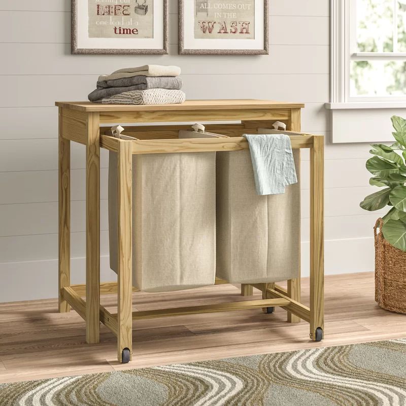 Wood Rolling Laundry Sorter with Handles | Wayfair North America