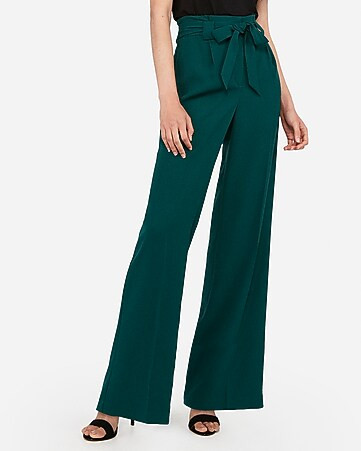 high waisted paperbag wide leg pant | Express