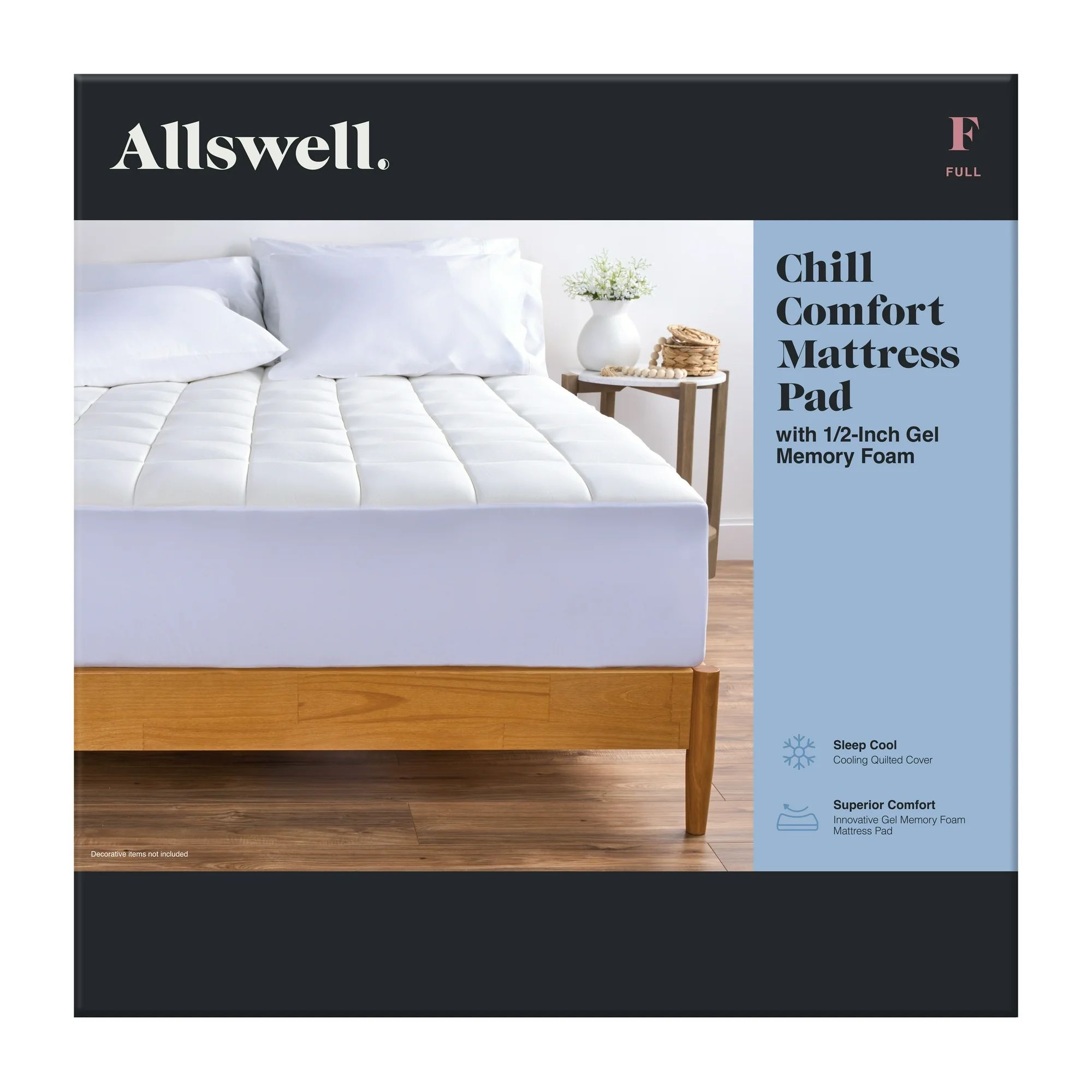 Allswell Washable Gel Memory Foam Mattress Pad Full | Walmart (US)