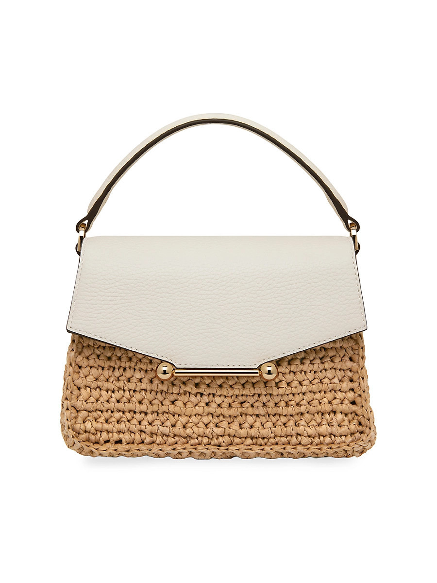 Women's Mosaic Nano Raffia & Leather Bag - Vanilla | Saks Fifth Avenue