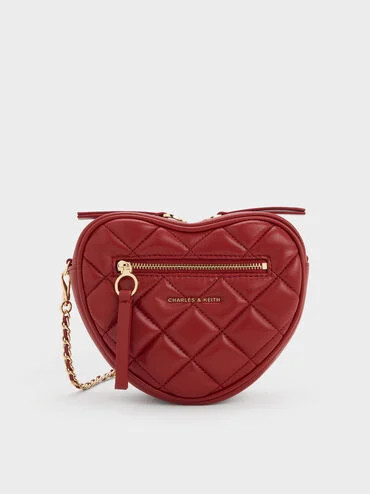 Paffuto Quilted Heart Crossbody Bag
    
         - Tomato Red | Charles & Keith US