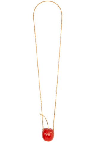 Moschino - Gold & Red Cherry Necklace | SSENSE