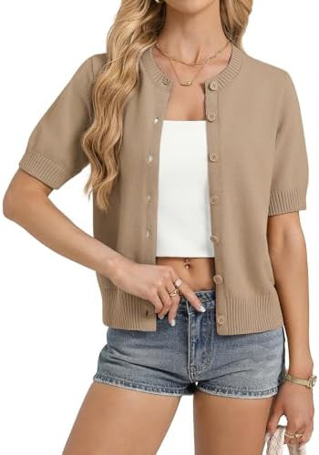 GRACE KARIN Womens Casual Short Sleeve Cardigan Lightweight Summer Cardigan Sweater 2026 Button U... | Amazon (US)