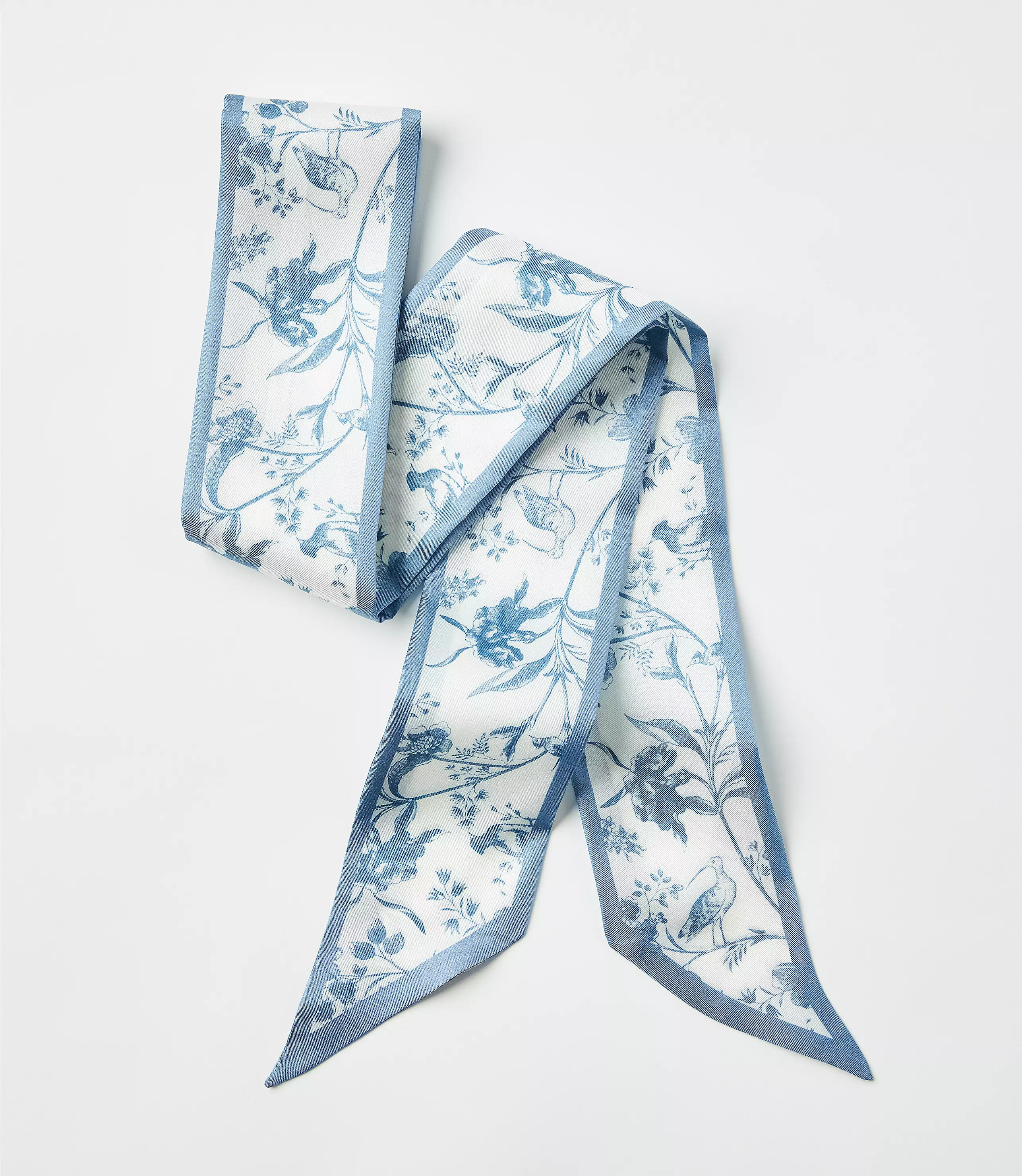 Bird Toile Silk Skinny Scarf | LOFT