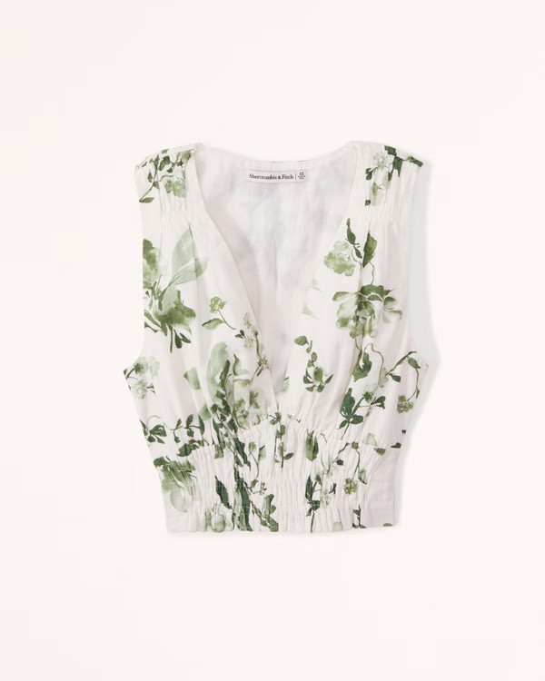 Linen-Blend Wide Strap Set Top | Abercrombie & Fitch (US)