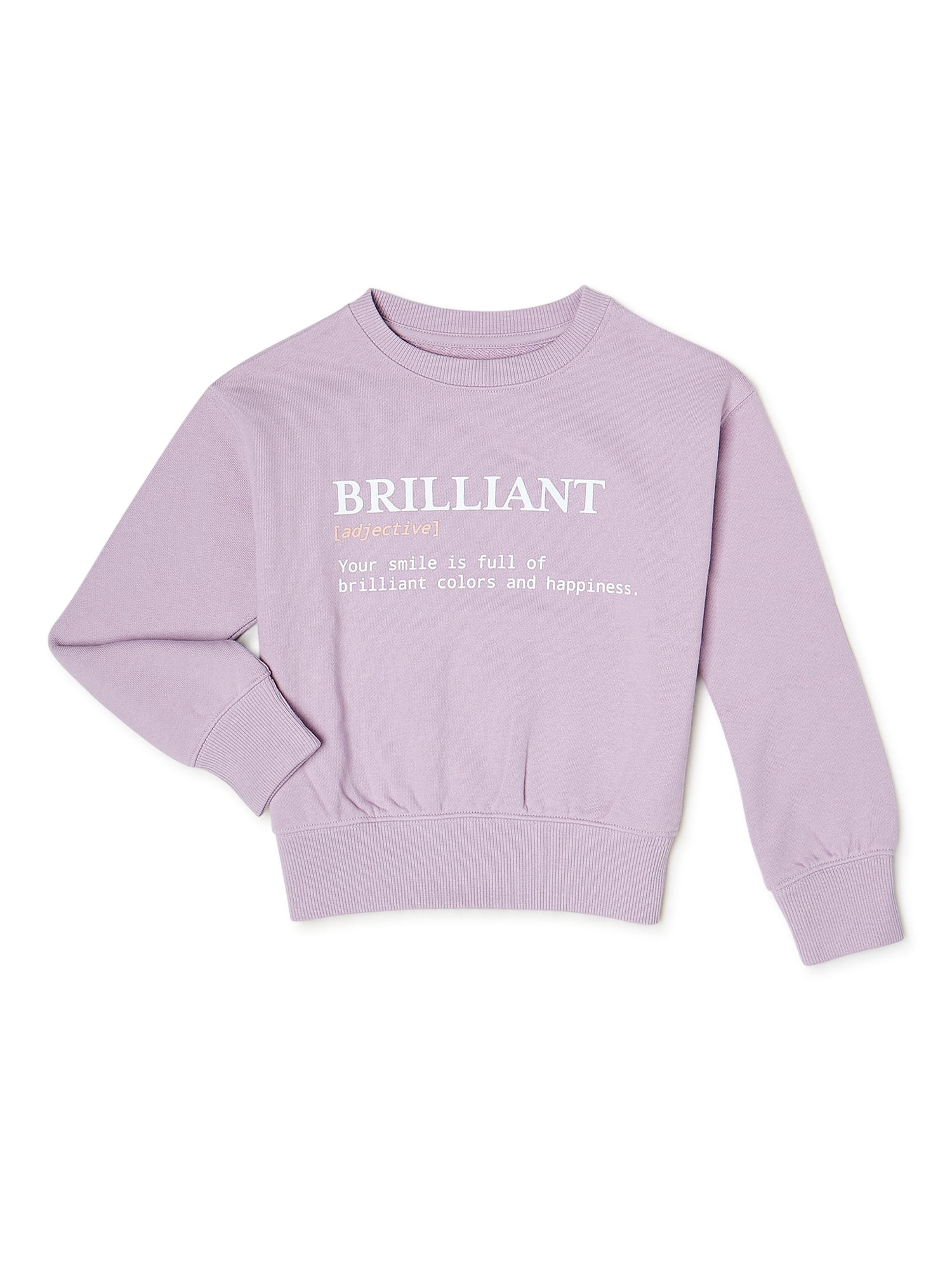 Wonder Nation Girls' Long Sleeve Graphic Sweatshirt, Sizes 4-18 & Plus | Walmart (US)