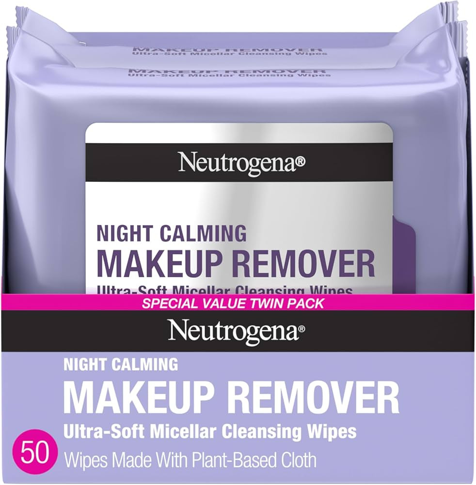 Neutrogena Night Calming Makeup Remover Face Wipes, Nighttime Cleansing Towelettes Remove Sweat, ... | Amazon (US)