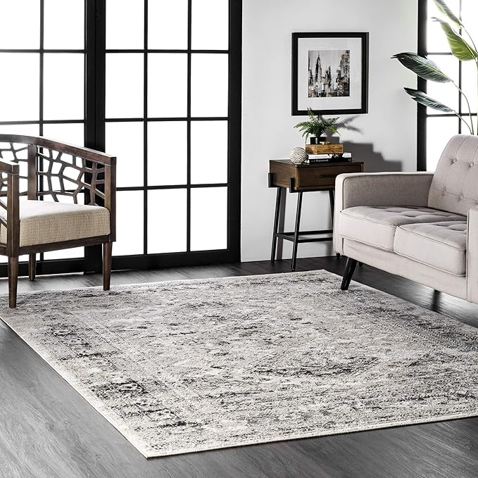 nuLOOM Shaunte Vintage Speckled Area Rug, 8' x 10', Silver | Amazon (US)