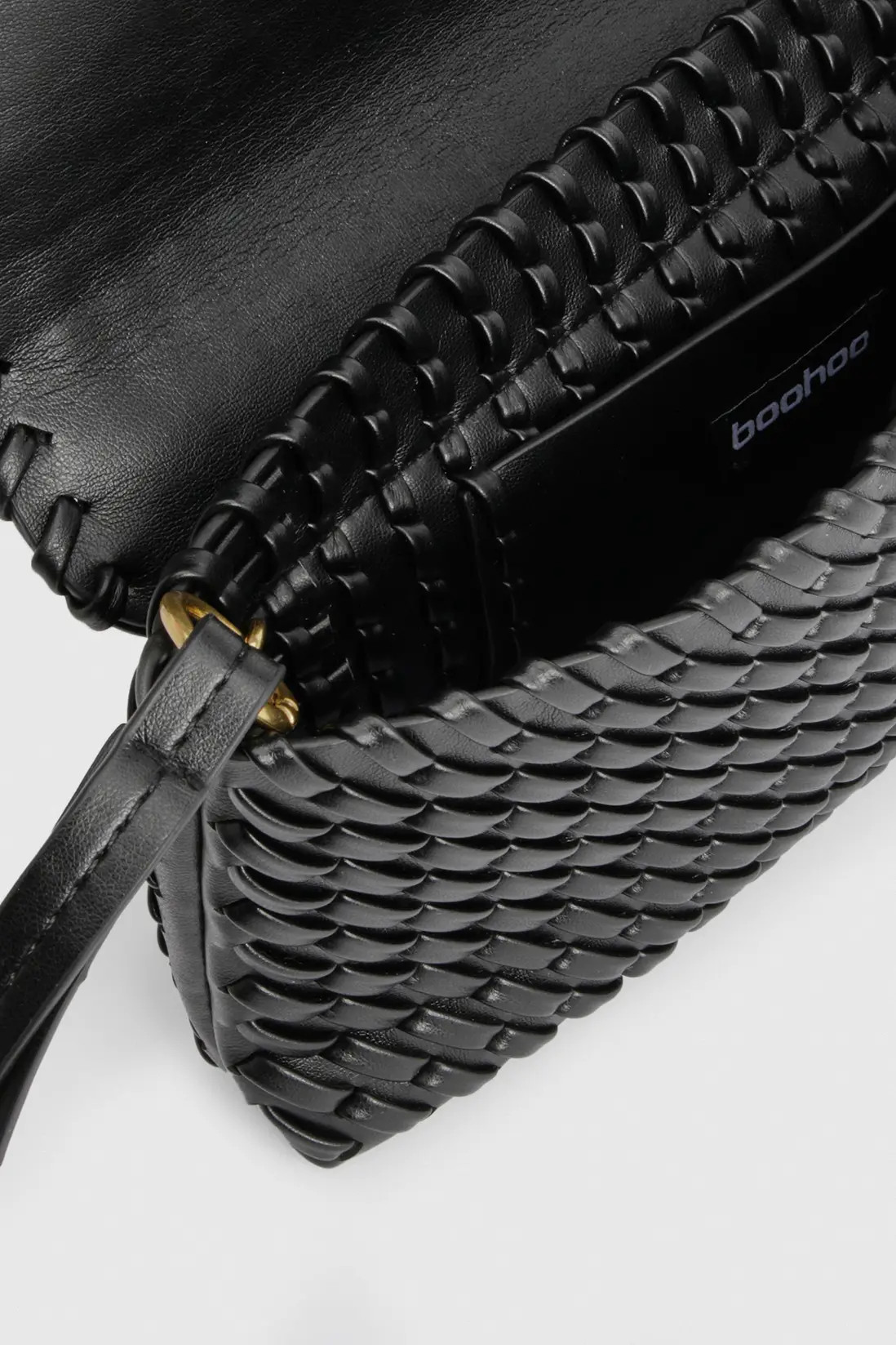 Black Hand Woven Fold Over Clutch Bag | Boohoo | Boohoo.com (UK & IE)