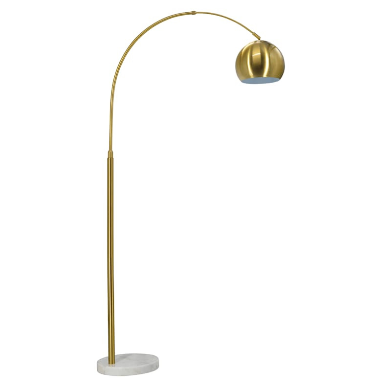 Black Arc Floor Lamp with Marble Base & Metal Dome Shade, 70" | At Home