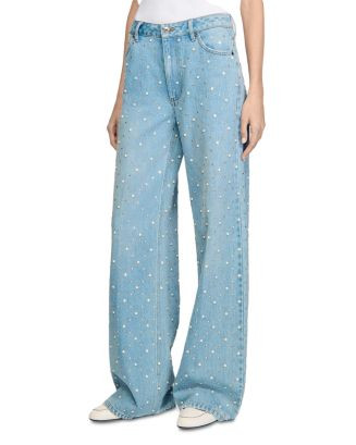 Sandro Embellished High Rise Jeans in Blue Jean  | Bloomingdale's Women | Bloomingdale's (US)