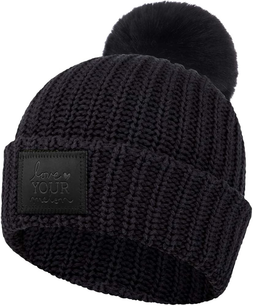 Love Your Melon Beanie for Men & Women, Leather Pom Beanie, Winter Hats, Unisex Beanies, 100% Cot... | Amazon (US)