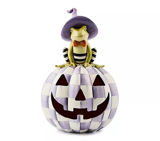 MacKenzie-Childs Halloween Illuminated Fergal Jack O' Lantern - QVC.com | QVC