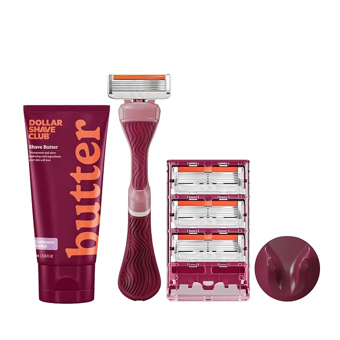 Dollar Shave Club For Women | 1 Maroon Handle, 4 Razor Refills, 1 Cashmere Santal Shave Butter, 1... | Amazon (US)