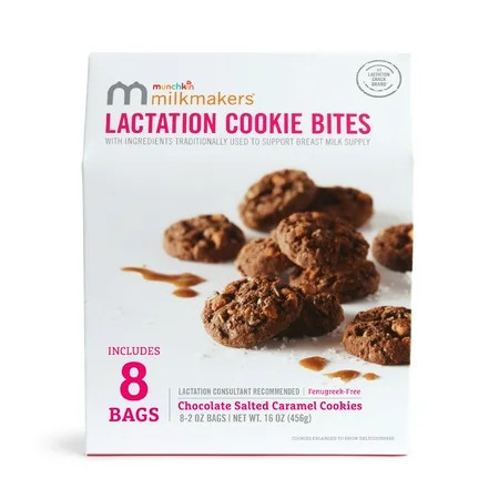 Munchkin® Milkmakers® Lactation Cookie Bites, Chocolate Salted Caramel, Fenugreek Free, 8 Count | Walmart (US)