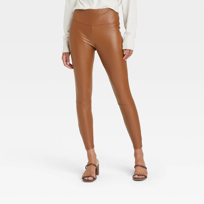 Women's High-Waisted Faux Leather Ankle Leggings - A New Day™ | Target