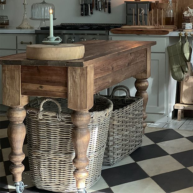 Woven Rattan Handled Storage Basket | Antique Farm House