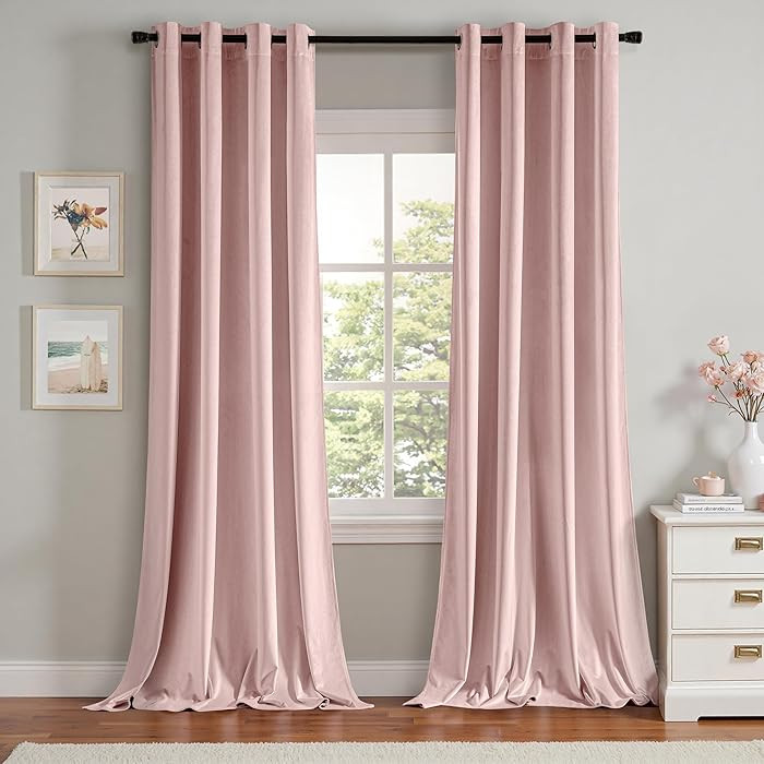 MIULEE Velvet Curtains Baby Pink Elegant Grommet Thermal Insulated Soundproof Room Darkening Curt... | Amazon (US)