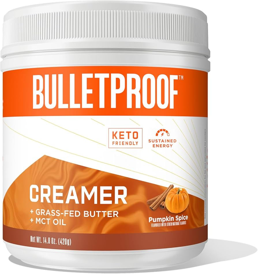 Bulletproof Pumpkin Spice Creamer, 14.8 Ounces, Keto Coffee Powder Creamer with MCT Oil and Grass... | Amazon (US)