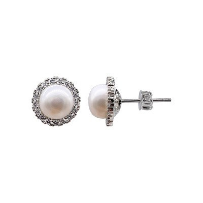 Adornia Halo Freshwater Pearl Crystal Studs | Target