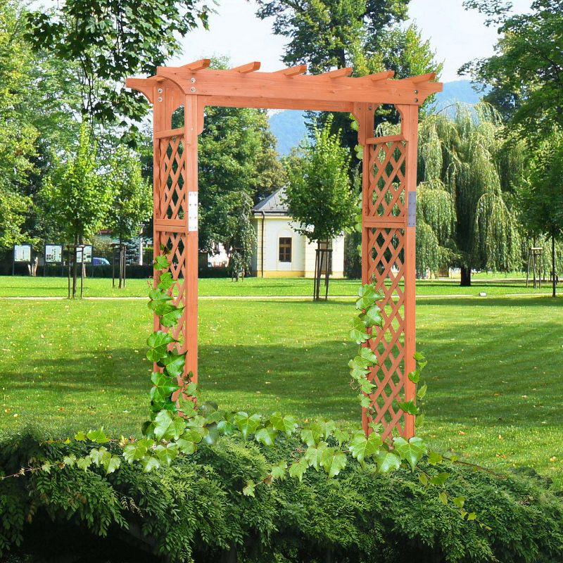 Costway Arbor Over 7FT High Wooden Garden Arch Trellis Pergola Outdoor Patio Plant | Target